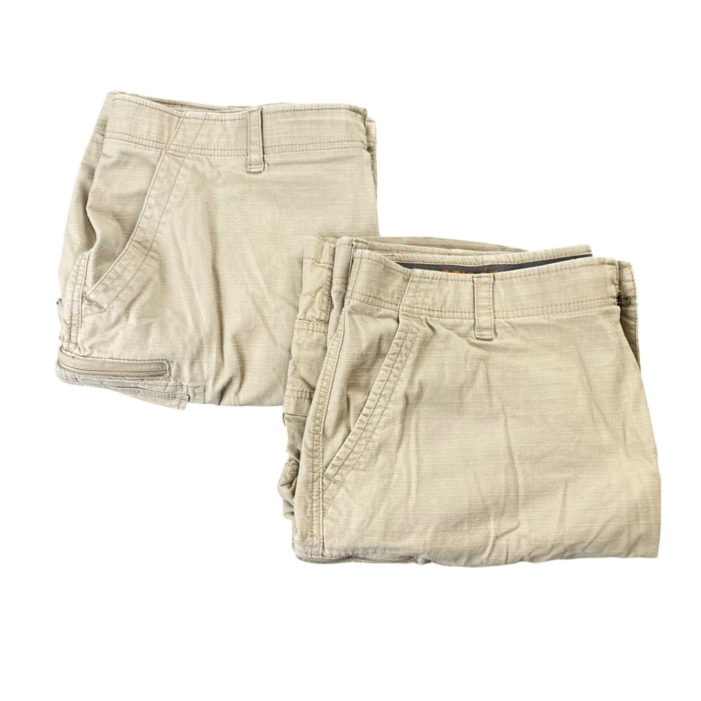 Wearfirst Mens Cargo Shorts Lot of 2 Khaki Ripstop Utility Hiking Casual